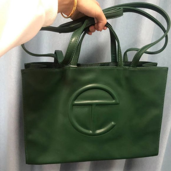 Tote Bag Dark green patent leather Telfar laptop bag medium number - Picture 6 of 7